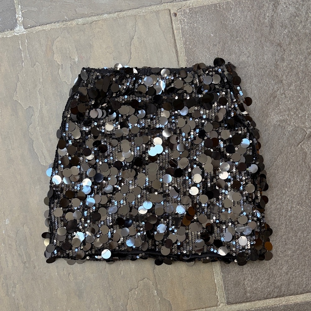 Black Sequin Mini Skirt - Shimmering Party Skirt